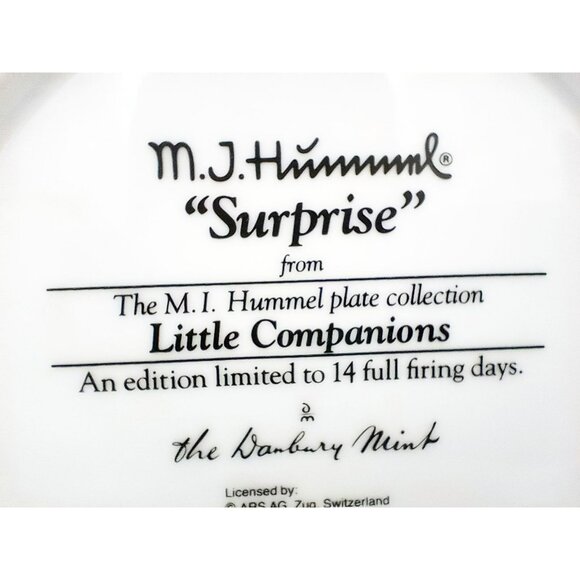 MJ Hummel Surprise Collector Plate Little Companions Danbury Mint Limited L4742 - Picture 9 of 12